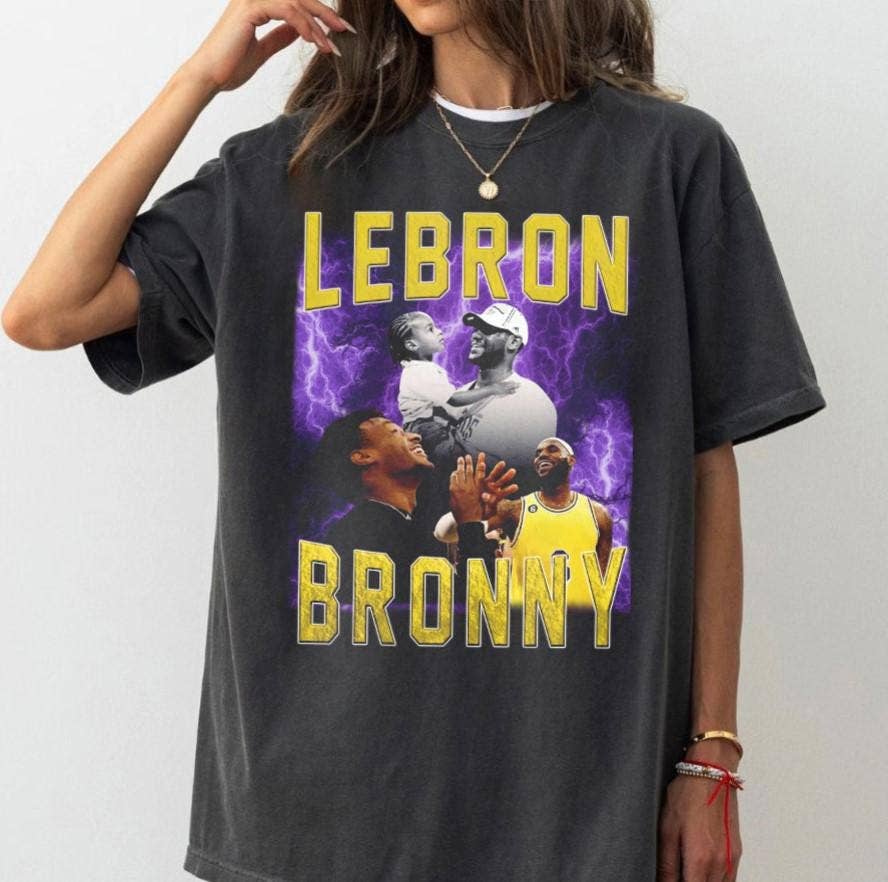 Lebron & Bronny James Vintage Retro Basketball Tshirt Unisex T-shirt, Sweatshirt, Hoodie, Long Sleeve Tee - T-Shirt, Sweatshirt, Hoodie