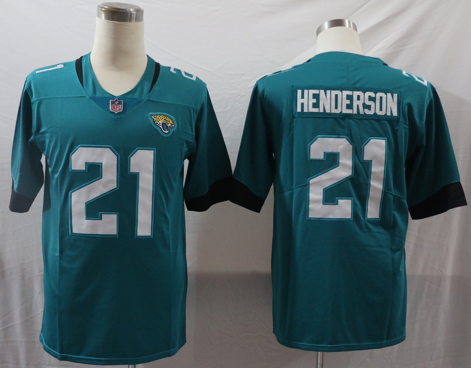 Men's Jacksonville Jaguars CJ Henderson Teal Game Player Jersey football jersey product view 1