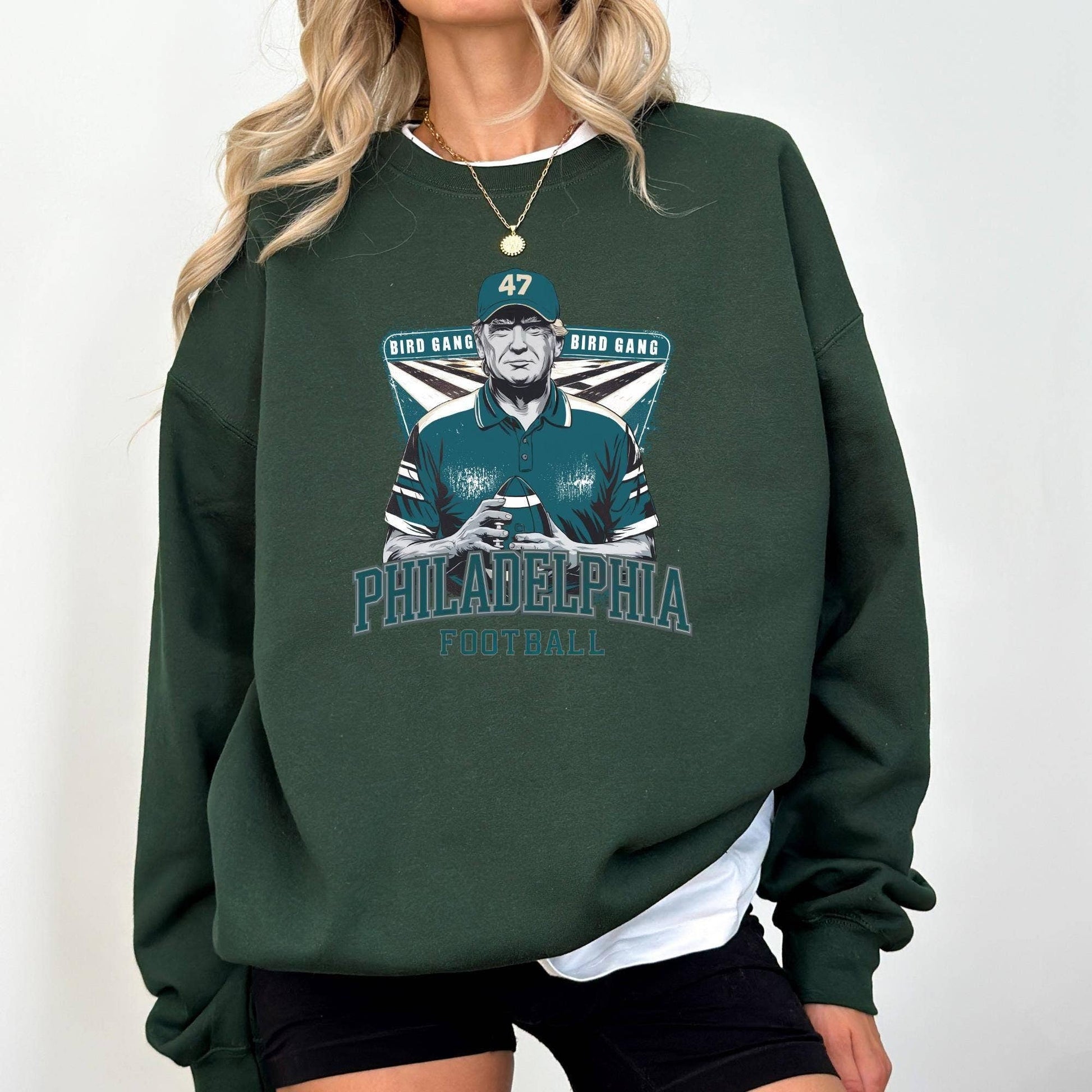 Donald Trump Bird Gang Philly Football Fan Sweatshirt Unisex T-shirt, Sweatshirt, Hoodie, Long Sleeve Tee - T-Shirt, Sweatshirt, Hoodie