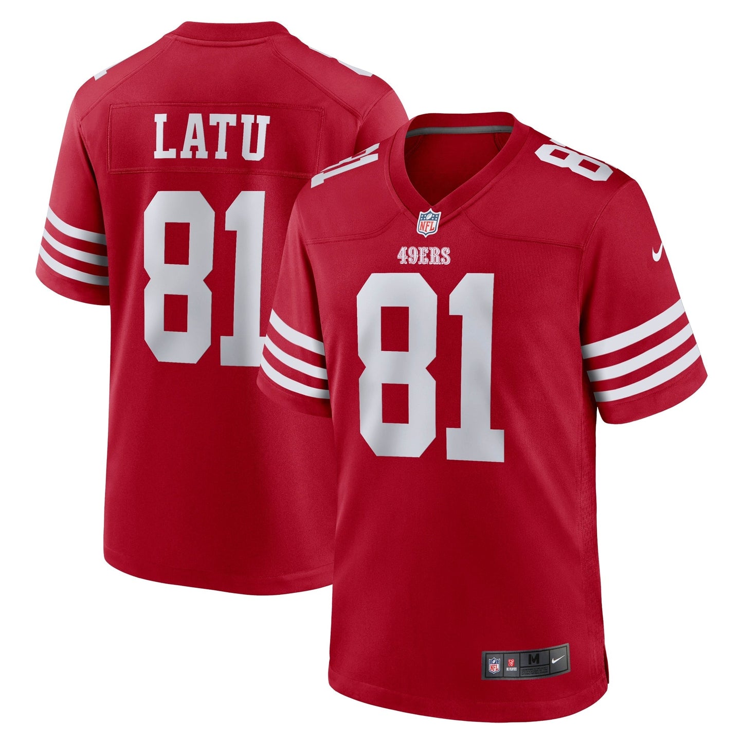 Cameron Latu San Francisco 49ers Team Game Jersey - Scarlet football jersey product view 1