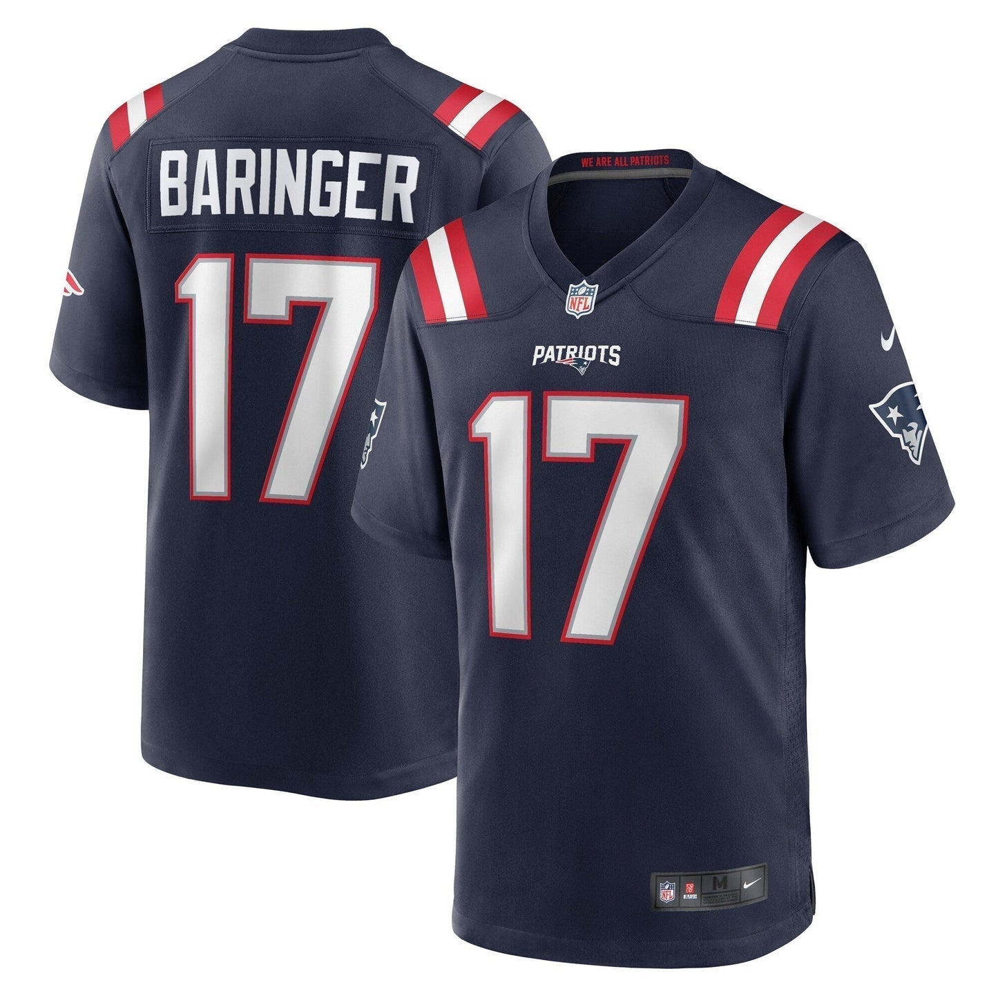Bryce Baringer New England Patriots Team Game Jersey - Navy football jersey product view 1