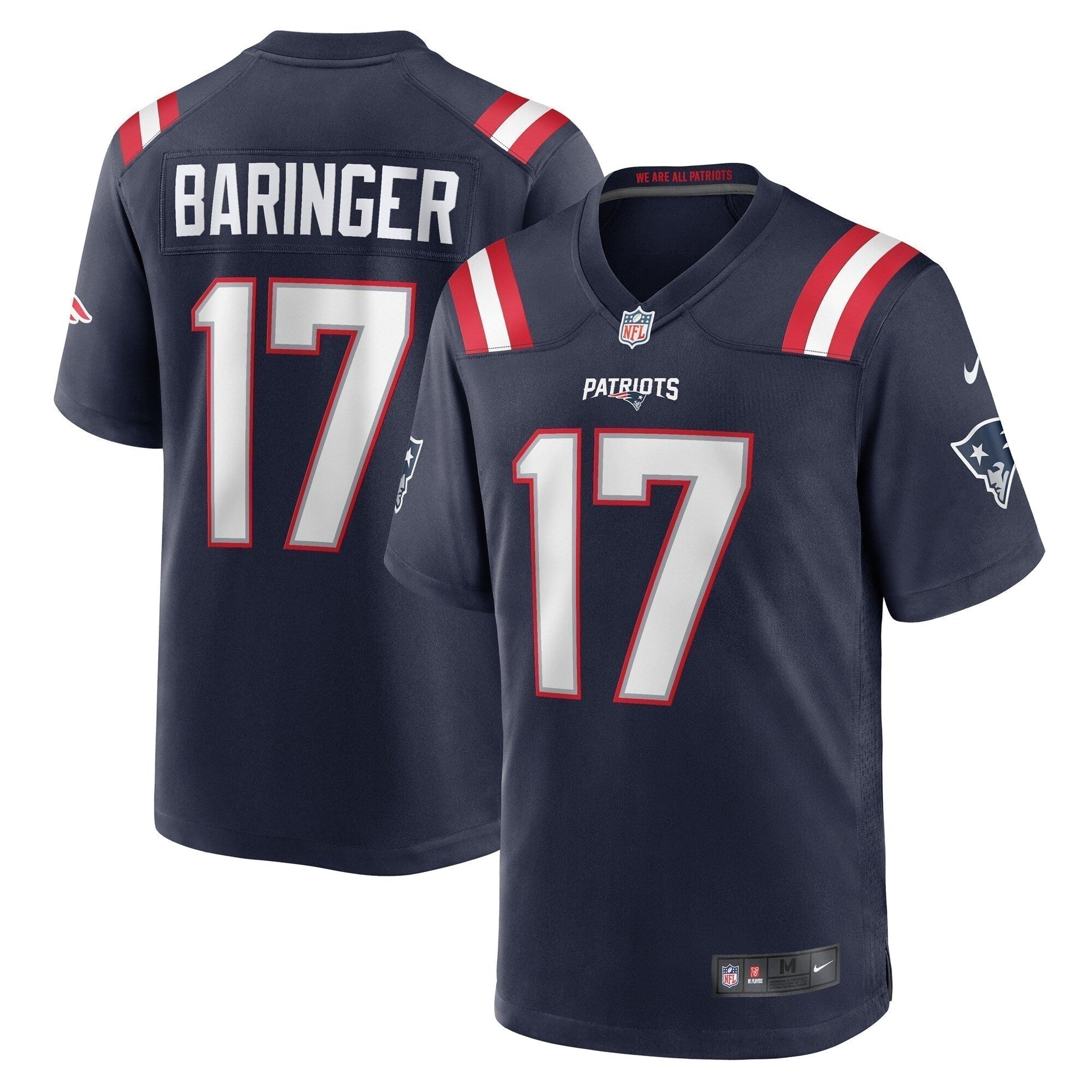 Bryce Baringer New England Patriots Team Game Jersey - Navy football jersey product view 1