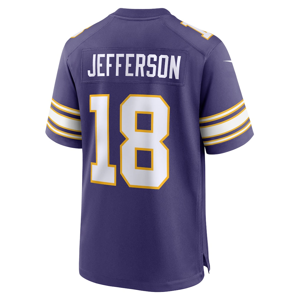 M.Vikings #18 Justin Jefferson Purple Classic Player Game Jersey football jersey product view 1