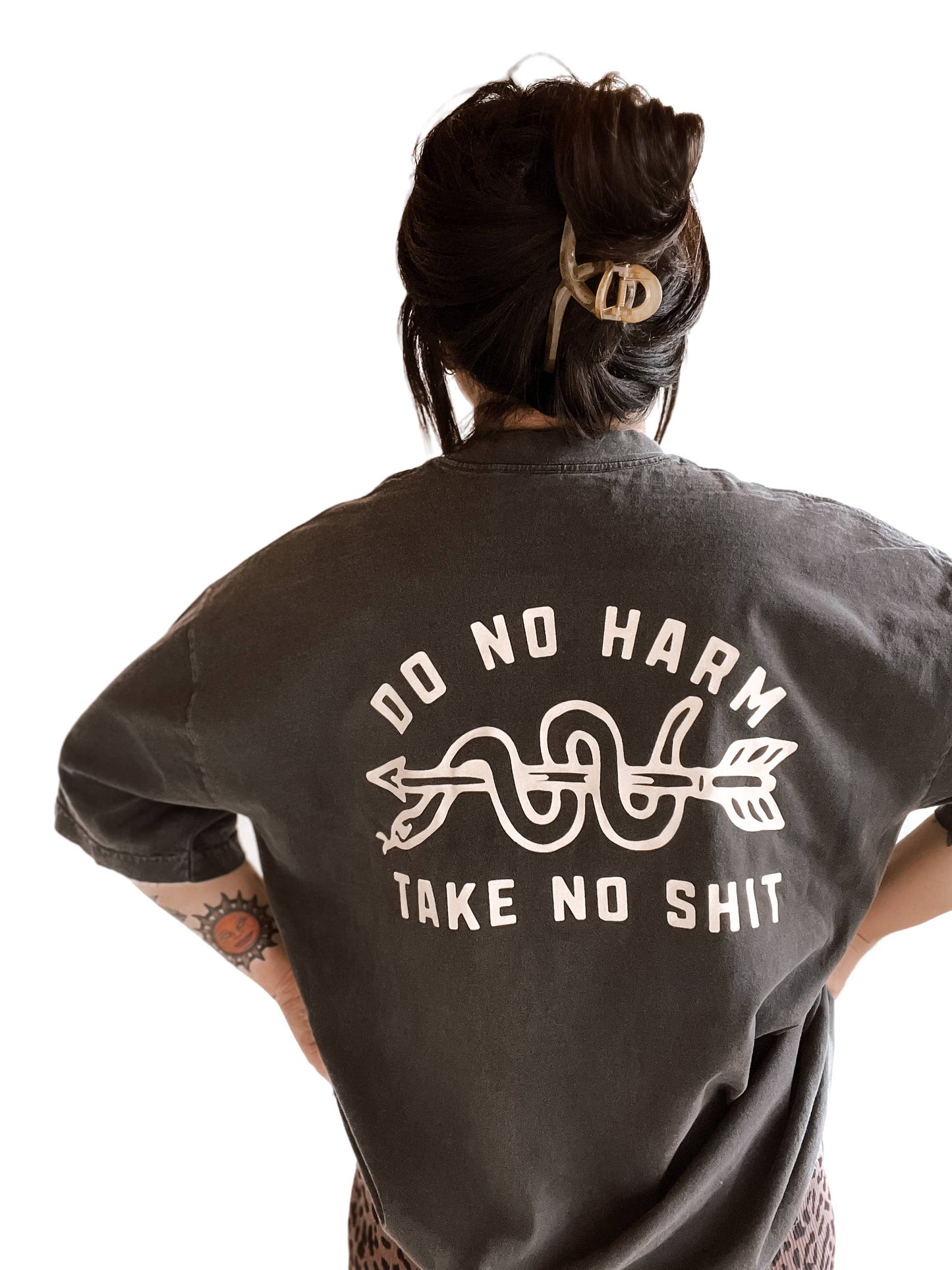 Do No Harm Take No Shit Snake Graphic Tee - Smoke Unisex T-shirt, Sweatshirt, Hoodie, Long Sleeve Tee - T-Shirt, Sweatshirt, Hoodie