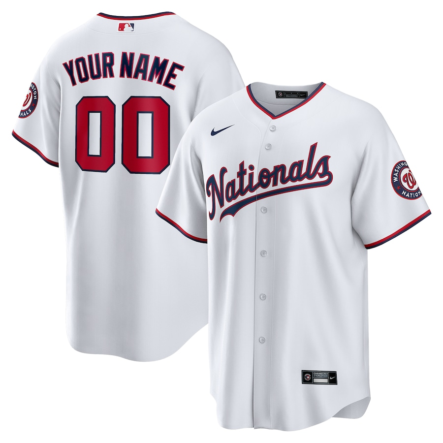 Men's Washington Nationals White Replica Custom Jersey baseball jersey product view 1