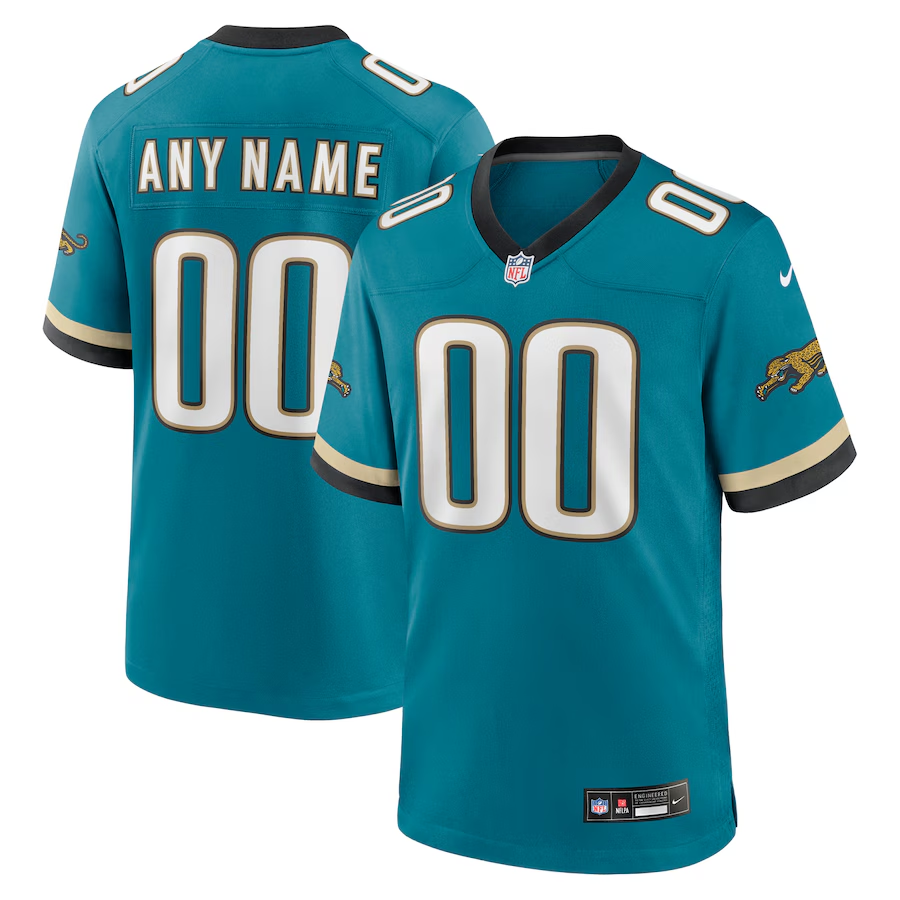 Custom Jacksonville Jaguars Teal Prowler Throwback Game Jersey football jersey product view 1