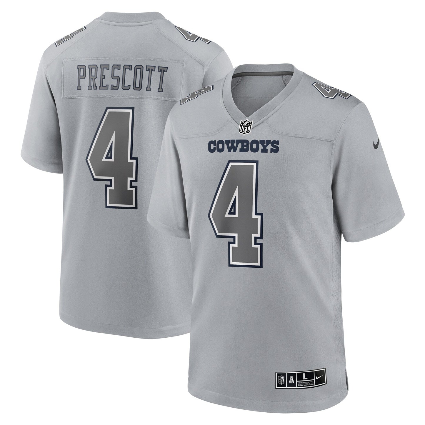 Dak Prescott Dallas Cowboys Atmosphere Fashion Game Jersey - Gray football jersey product view 1