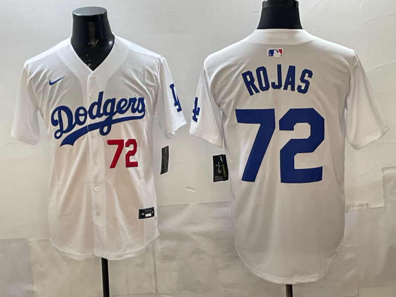 Men's Los Angeles Dodgers Manny Rojas #72 White Home Replica Player Jersey baseball jersey product view 1