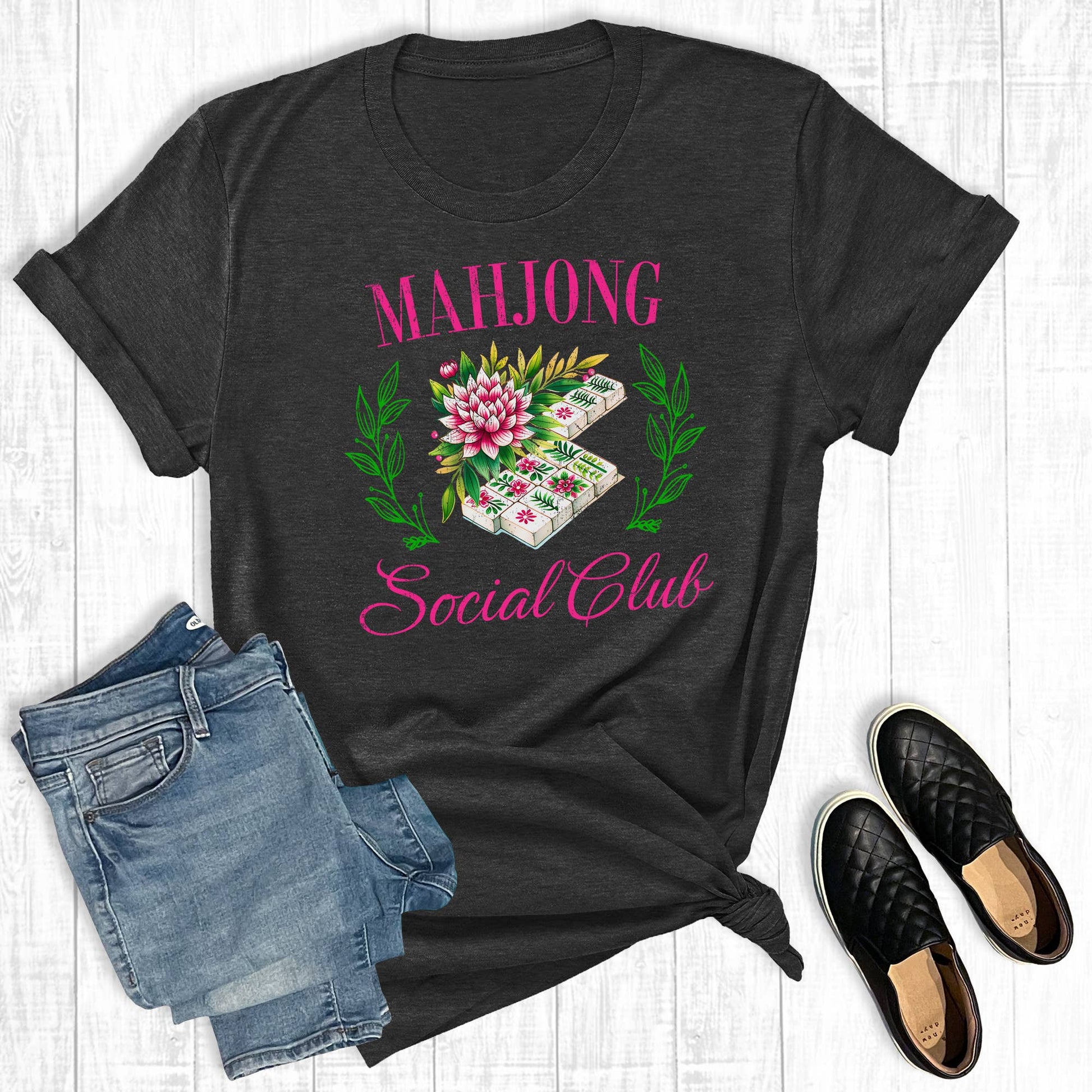 Retro Mahjong Social Club Graphic Tee Unisex T-shirt, Sweatshirt, Hoodie, Long Sleeve Tee - T-Shirt, Sweatshirt, Hoodie