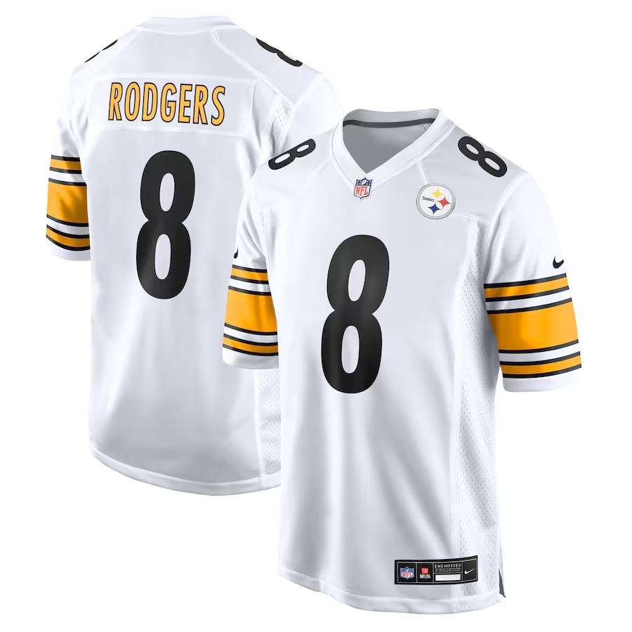 Men's Pittsburgh Steelers Aaron Rodgers White Game Jersey football jersey product view 1