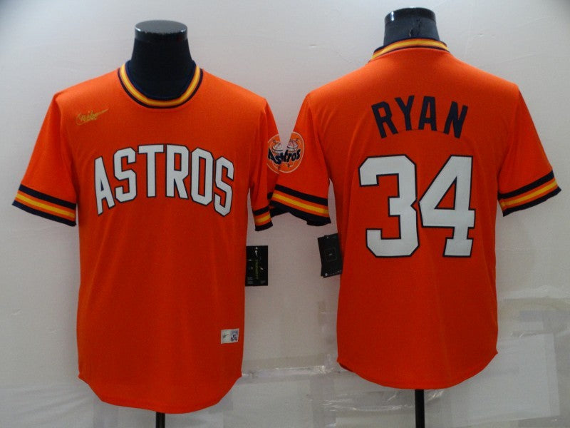 Men's Houston Astros Nolan Ryan Orange Replica Player Jersey baseball jersey product view 1