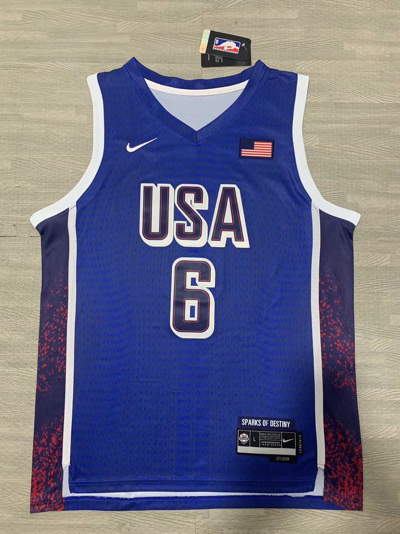 Team USA #6 Dark Blue Olympic Jersey sports jersey product view 1