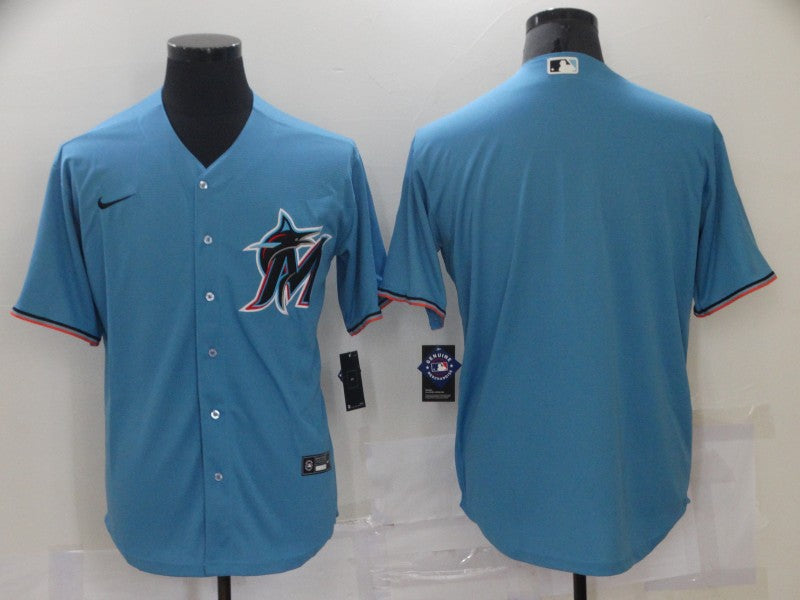 Men's Miami Marlins Blue Alternate Replica Blank Jersey baseball jersey product view 1