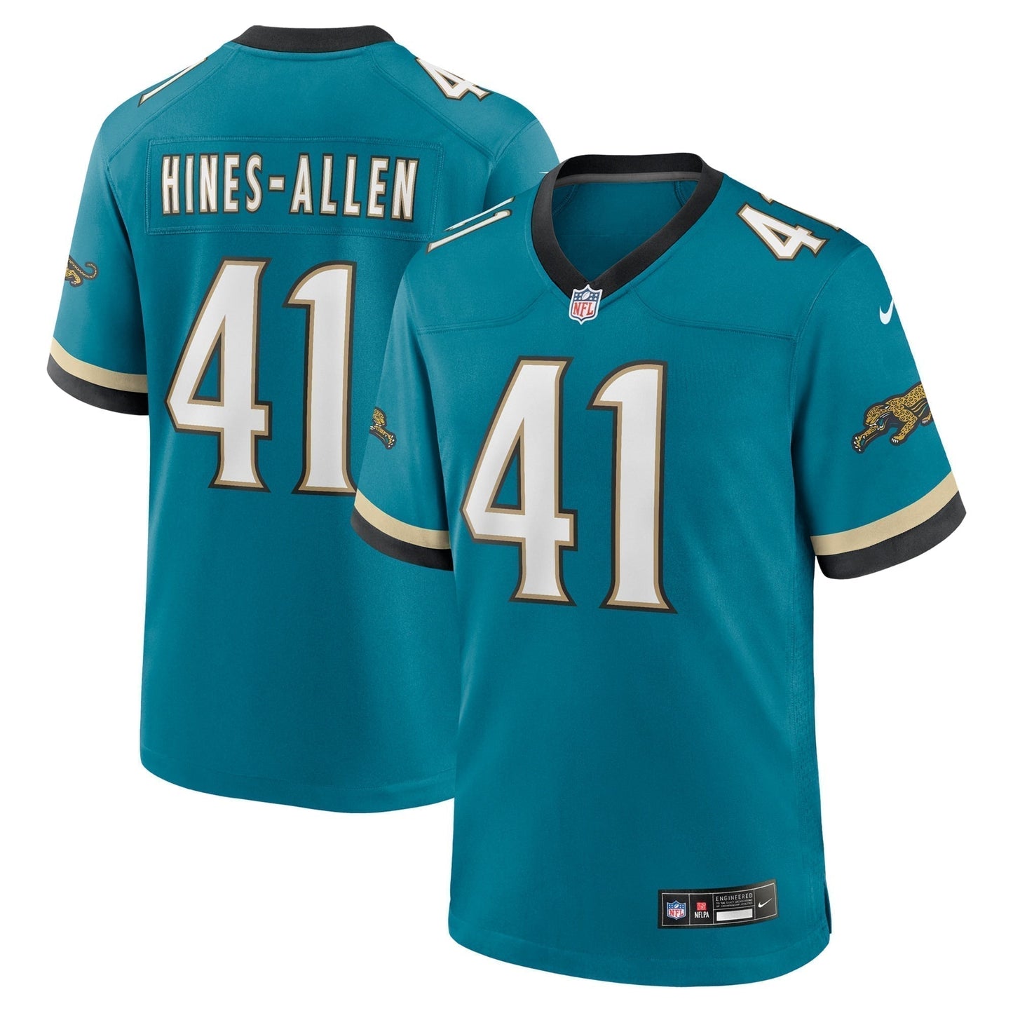 Josh Hines-Allen Jacksonville Jaguars Prowler Throwback Game Jersey - Teal football jersey product view 1