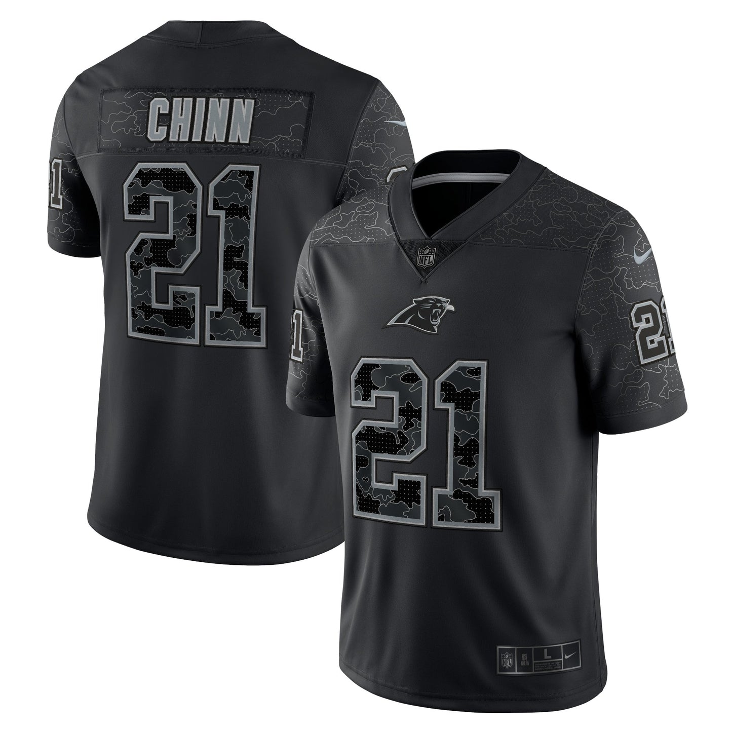 Jeremy Chinn Carolina Panthers RFLCTV Limited Jersey - Black football jersey product view 1