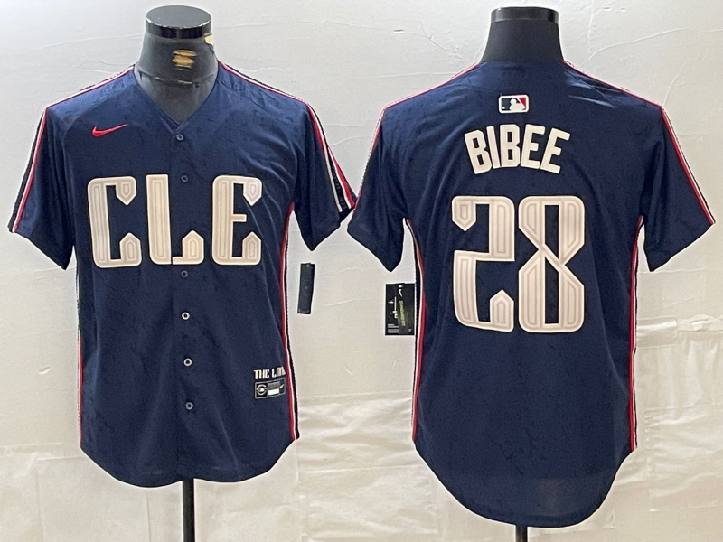 Men's Cleveland Guardians Tanner Bibee Navy 2024 City Connect Limited Jersey baseball jersey product view 1
