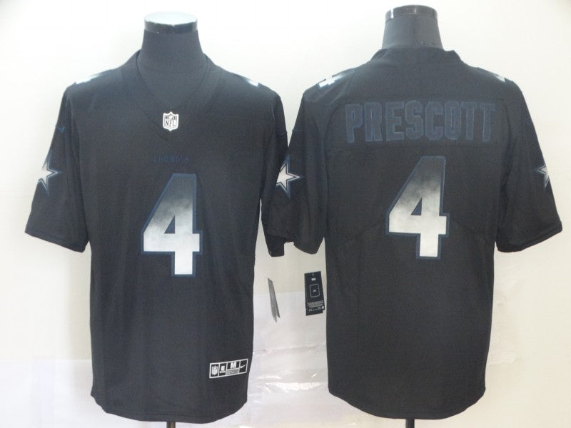 Men's Dallas Cowboys #4 Dak Prescott Black Authentic Game Player Jersey1 football jersey product view 1