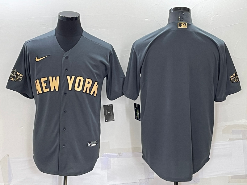Men's New York Yankees Dark Gray Replica Blank Jersey baseball jersey product view 1