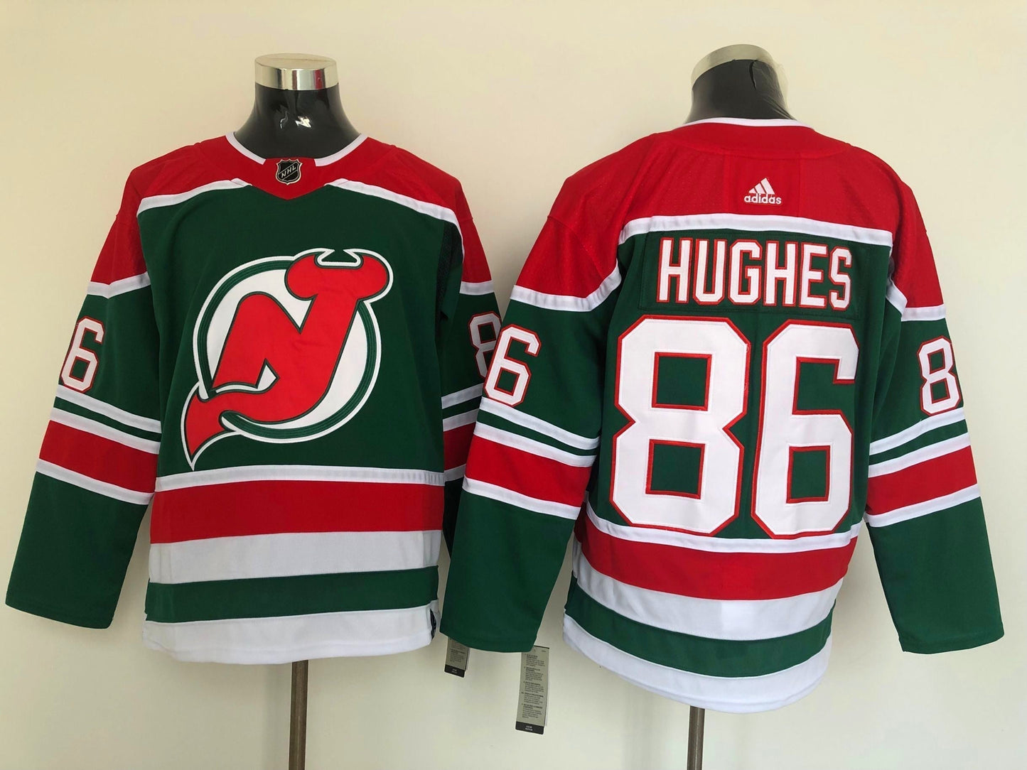 Men's New Jersey1 Devils Jack Hughes #86 Green Player Game Jersey1 sports jersey product view 1