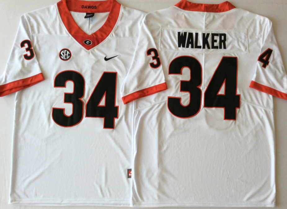 Men's Georgia Bulldogs Herschel Walker #34 White Player Game Jersey sports jersey product view 1