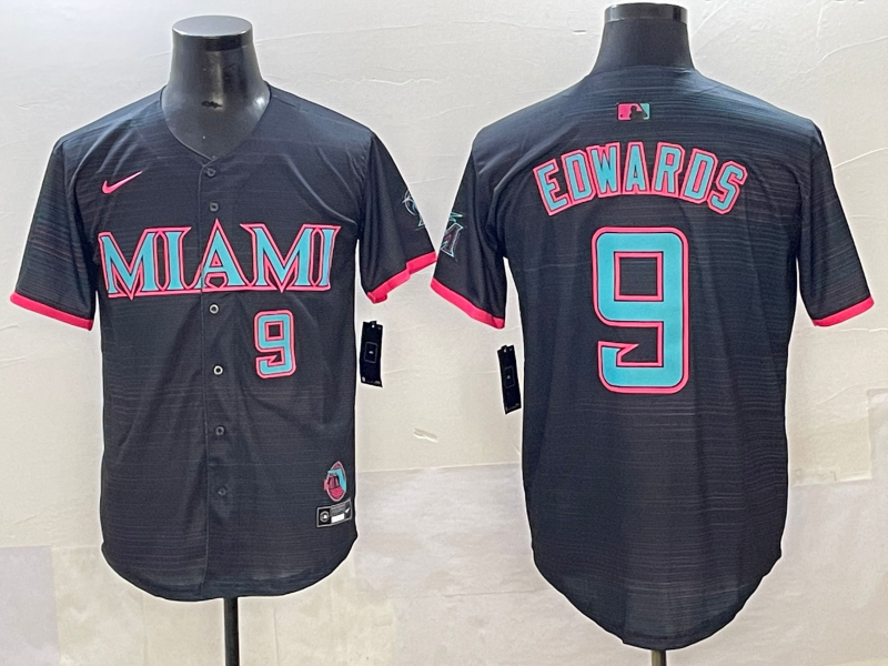 Men's Miami Marlins Xavier Edwards #9 Black 2025 City Connect Limited Jersey baseball jersey product view 1