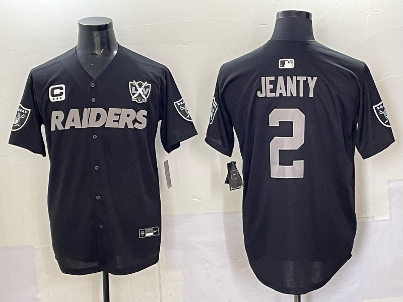 Men's Las Vegas Raiders Ashton Jeanty #2 Black Team Game Player Jersey football jersey product view 1