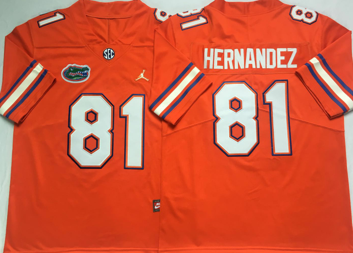 Men's Florida Gators Aaron Hernandez #81 Orange Player Game Jersey sports jersey product view 1