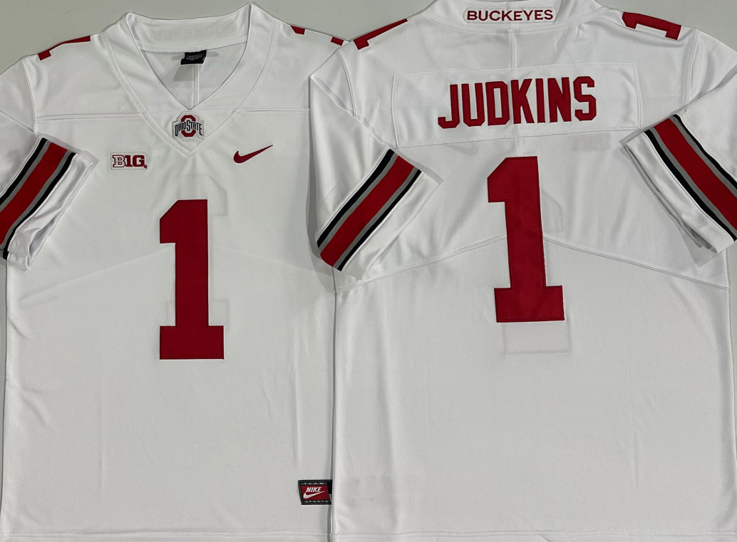 Men's Ohio State Buckeyes Quinshon Judkins White Player Jersey sports jersey product view 1
