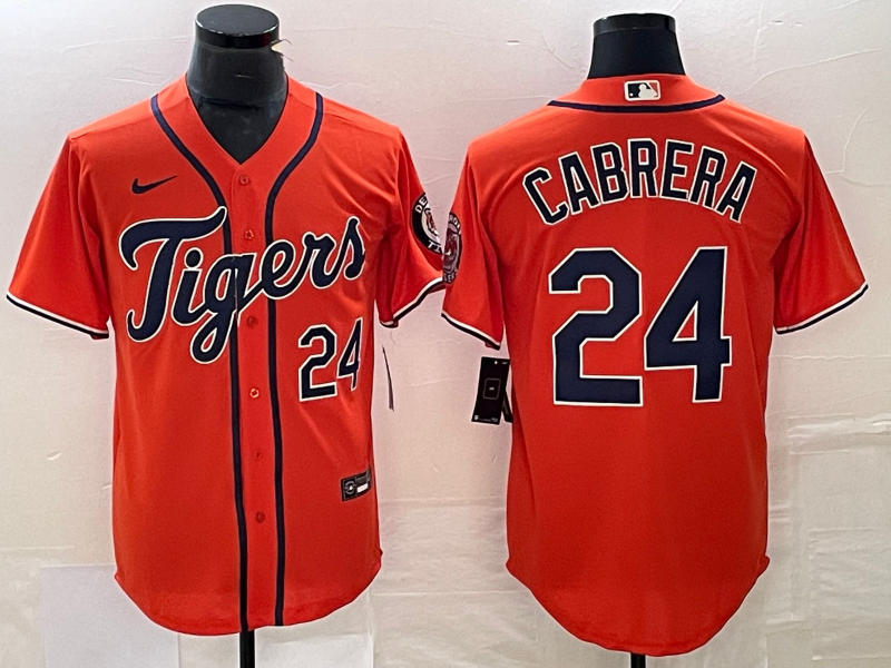 Men's Detroit Tigers Miguel Cabrera Orange Replica Baseball Jersey baseball jersey product view 1
