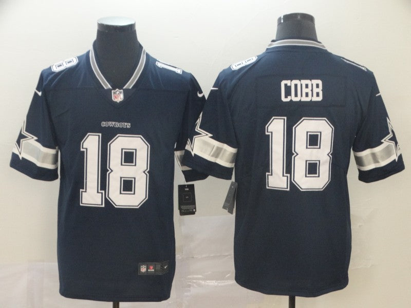 Men's Dallas Cowboys Randall Cobb #18 Navy Game Player Jersey1 football jersey product view 1