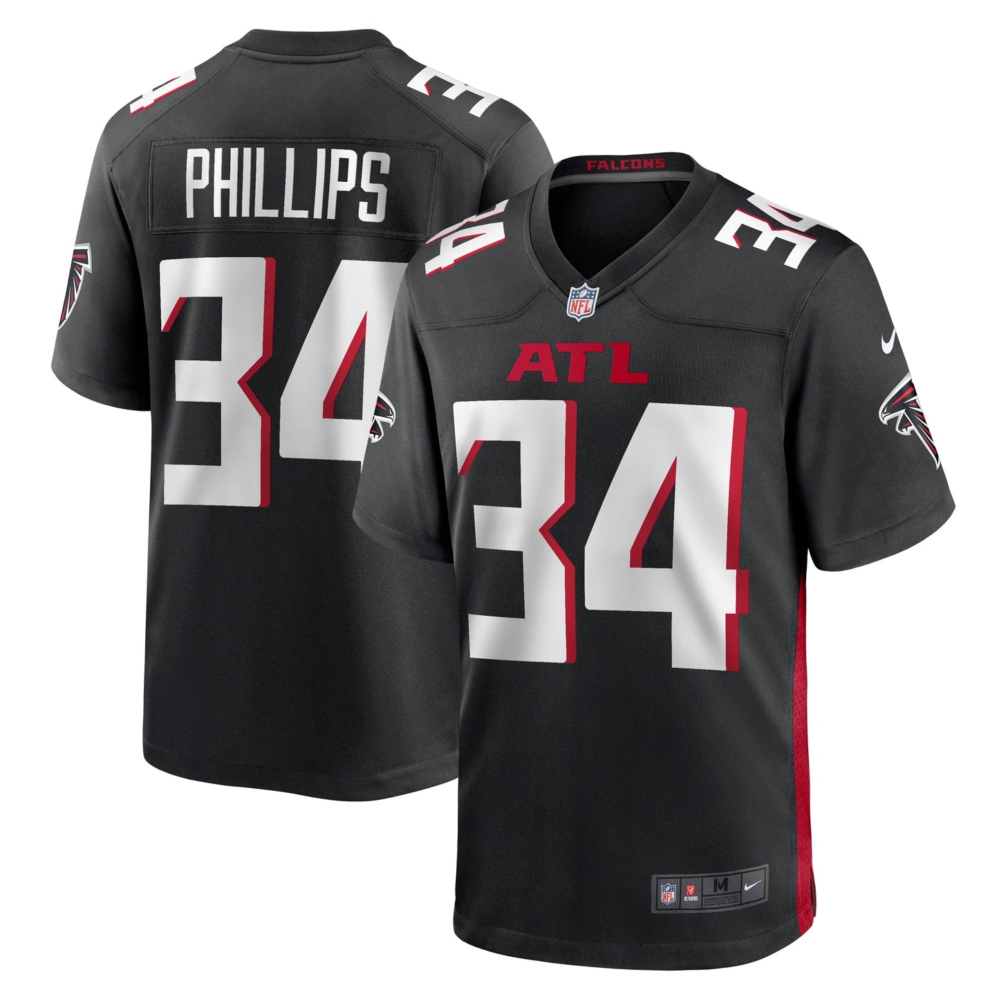 Clark Phillips III Atlanta Falcons Team Game Jersey - Black football jersey product view 1