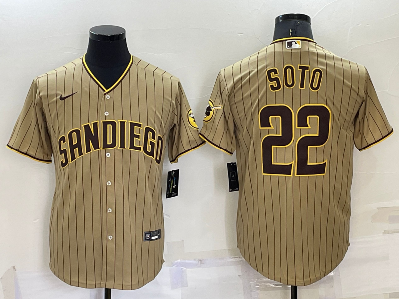 Men's San Diego Padres Juan Soto Tan Replica Player Jersey baseball jersey product view 1