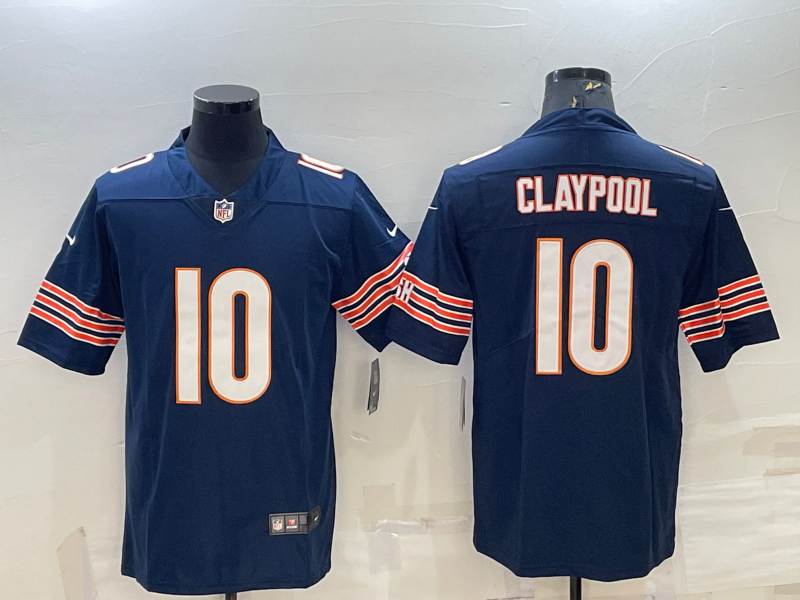 Men's Chicago Bears Chase Claypool #10 Navy Game Jersey1 football jersey product view 1