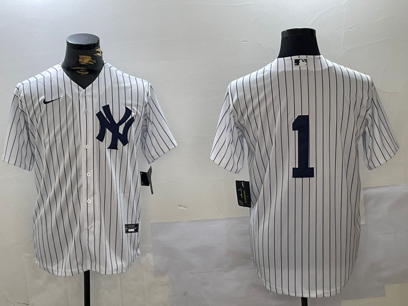 Men's New York Yankees Billy Martin #1 White Replica Player Jersey1 baseball jersey product view 1