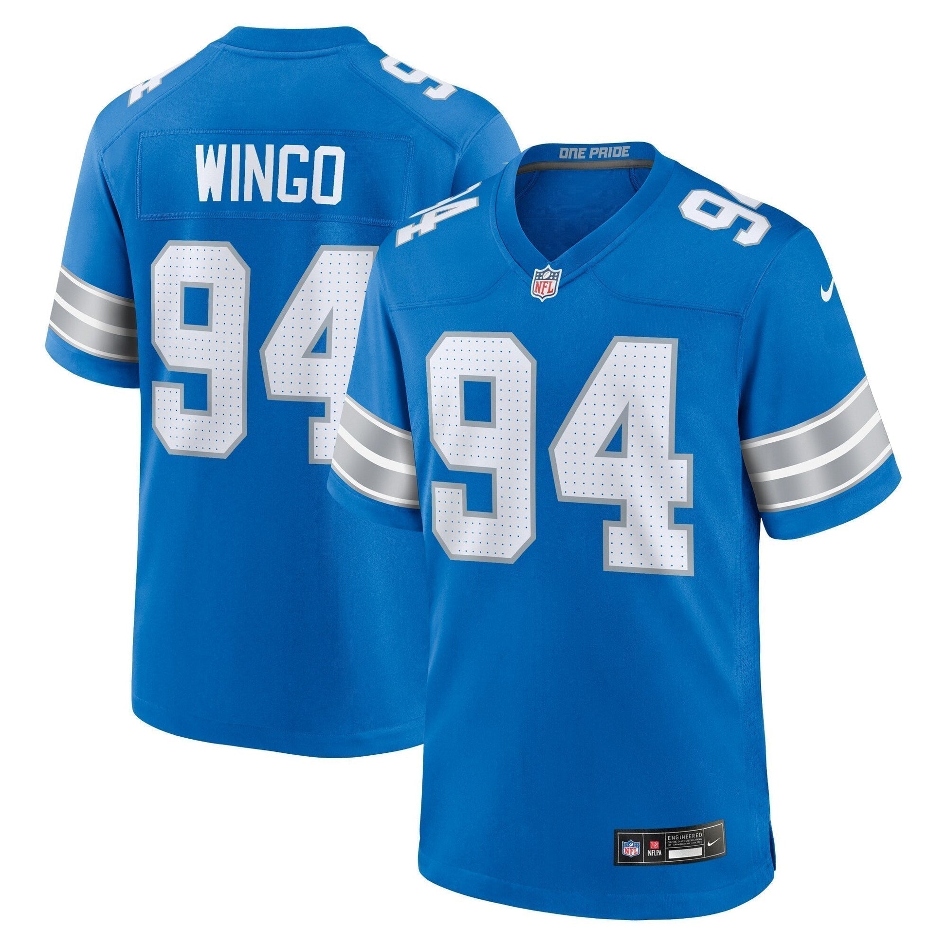 Mekhi Wingo Detroit Lions Team Game Jersey - Blue football jersey product view 1