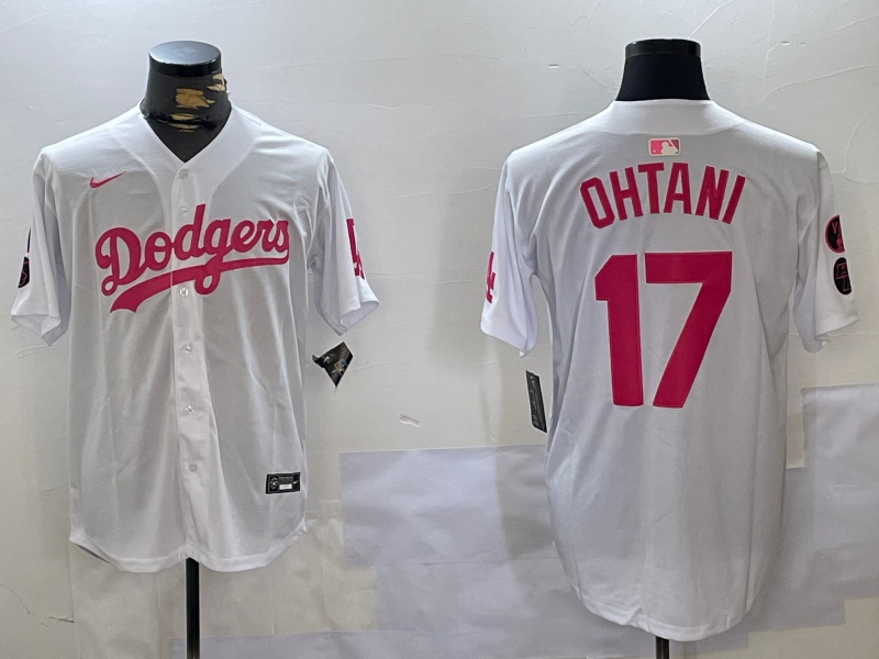 Men's Los Angeles Dodgers #17 Shohei Ohtani White Replica Game Jersey baseball jersey product view 1