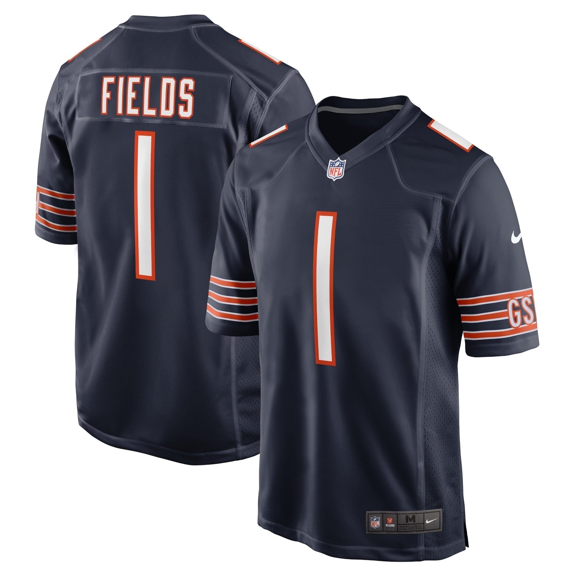 Justin Fields Chicago Bears Game Jersey - Navy football jersey product view 1