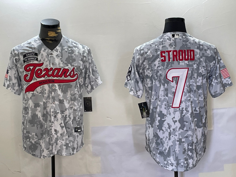 Men's Houston Texans C.J. Stroud Arctic Camo 2024 Salute to Service Player Jersey football jersey product view 1