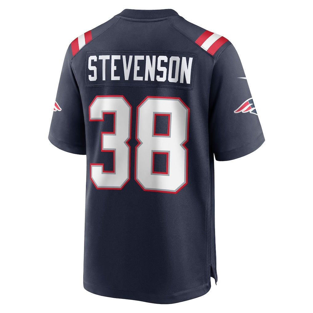 NE.Patriots #38 Rhamondre Stevenson Navy Game Jersey football jersey product view 1