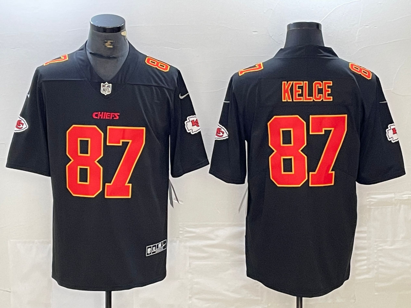 Men's Kansas City Chiefs Travis Kelce #87 Black Fashion Game Jersey1 football jersey product view 1
