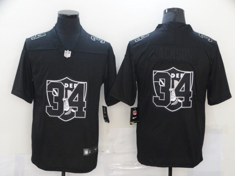 Men's Las Vegas Raiders #34 Bo Jackson Black Player Game Jersey1 football jersey product view 1
