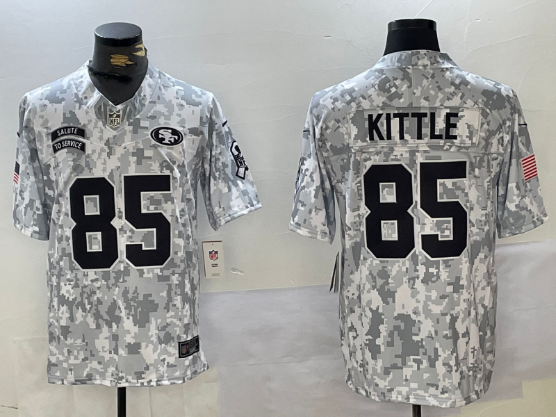 Men's San Francisco 49ers George Kittle Arctic Camo 2024 Salute to Service Limited Jersey football jersey product view 1