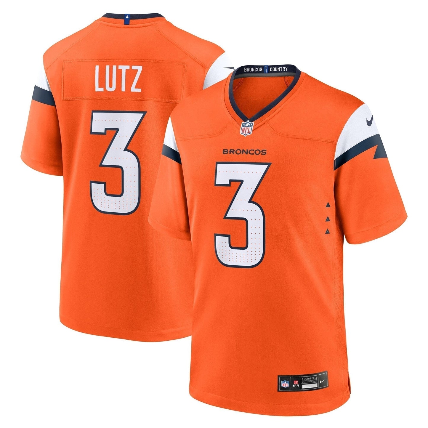 Wil Lutz Denver Broncos Team Game Jersey - Orange football jersey product view 1