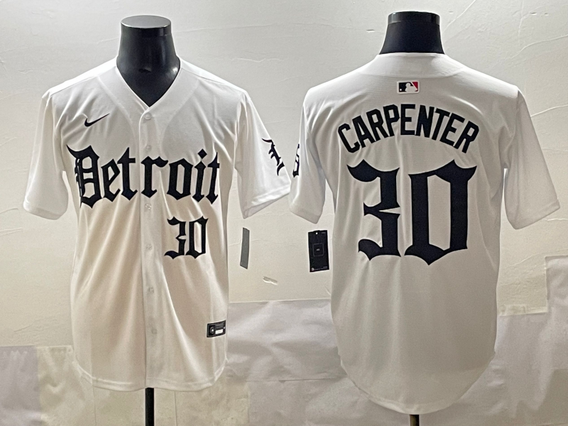 Men's Detroit Tigers Kerry Carpenter White Game Jersey baseball jersey product view 1