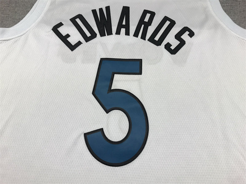 Timberwolves #5 White Jersey basketball jersey product view 3