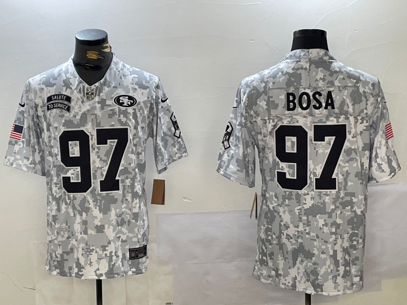 Men's San Francisco 49ers Nick Bosa #97 Arctic Camo 2024 Salute to Service Limited Jersey1 football jersey product view 1