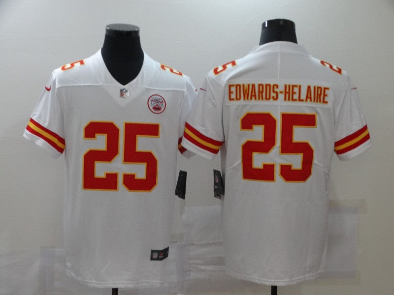 Men's Kansas City Chiefs Clyde Edwards-Helaire #25 White Game Jersey1 football jersey product view 1