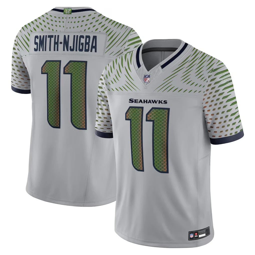 Men's Seahawks #11 Jaxon Smith-Njigba Wolf Gray 2025 Rivalries Limited Jersey football jersey product view 1