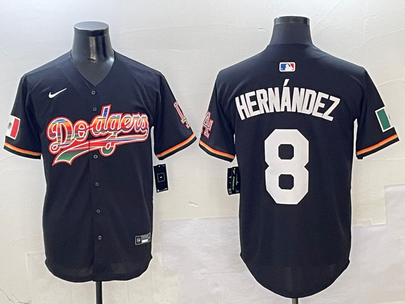 Men's Los Angeles Dodgers Enrique Hernandez #8 Black Team Player Jersey baseball jersey product view 1