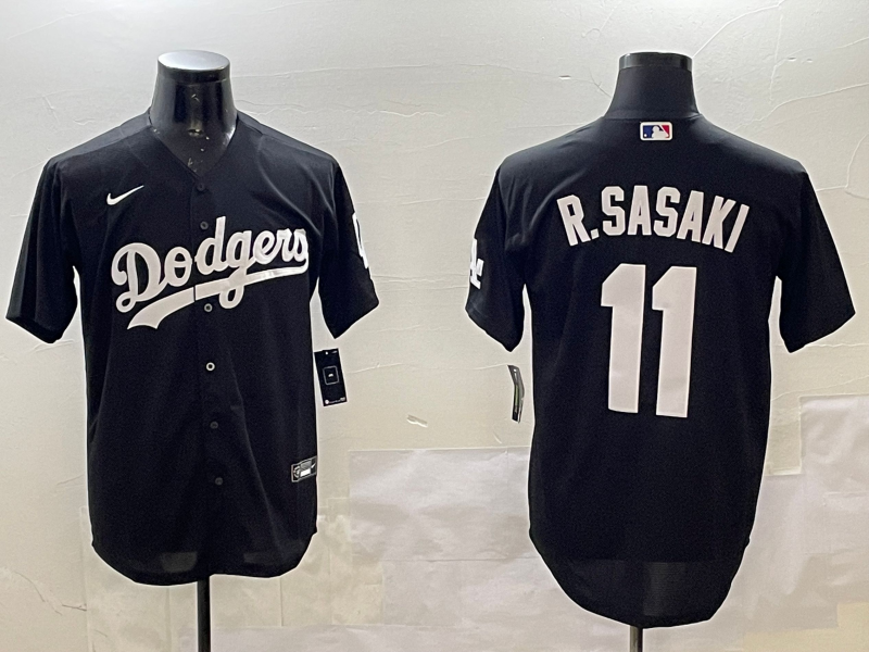 Men's Los Angeles Dodgers Roki Sasaki Black Replica Game Jersey baseball jersey product view 1